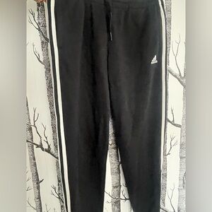adidas Black Joggers with White Side Stripes